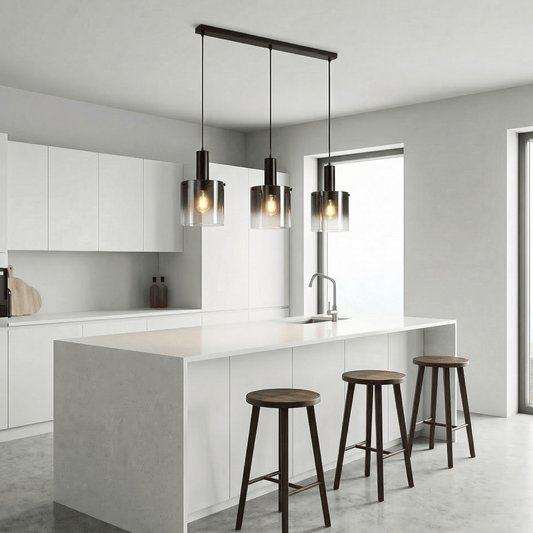 Lights  -  Stuttgart F001-3BK 3 Light Bar Pendant Ceiling Light - Black & Ombre Glass  -  60485693