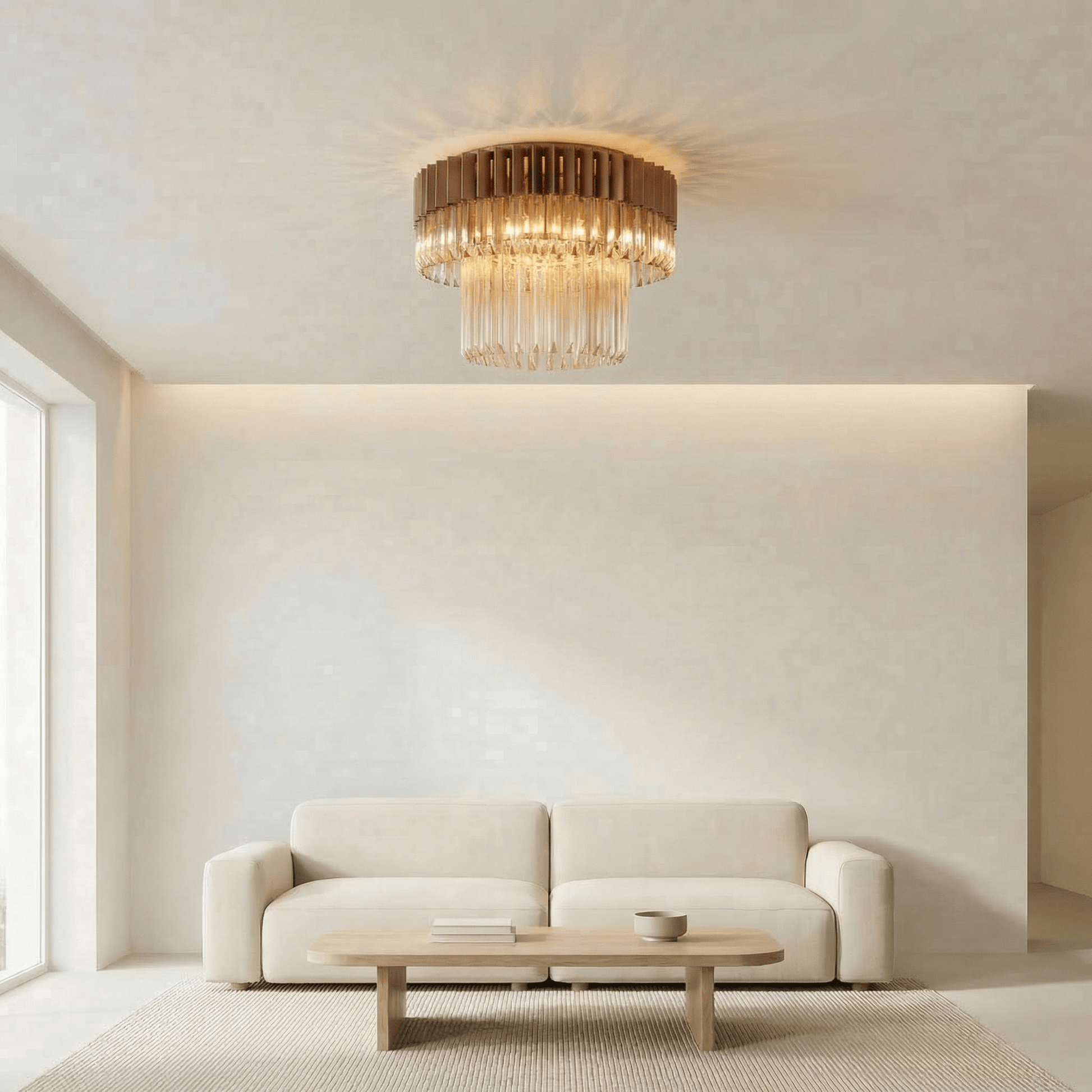 Lights  -  Dusseldorf F006-7BR 7 Light Flush Ceiling Light - Bronze with Cognac Glass  -  60485735