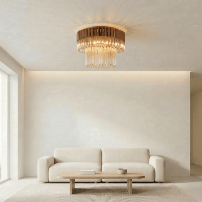 Lights  -  Dusseldorf F006-7BR 7 Light Flush Ceiling Light - Bronze with Cognac Glass  -  60485735