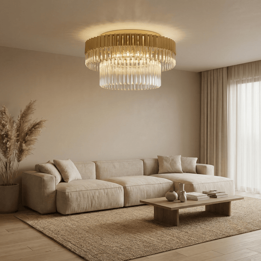 Lights  -  Dusseldorf F006-12GO 12 Light Flush Pendant Ceiling Light - Gold  -  60485739