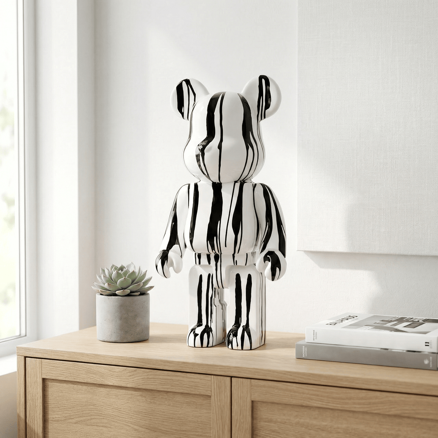 Homeware  -  White Standing Mickey Bear with Black Paint - 69cm  -  60484404