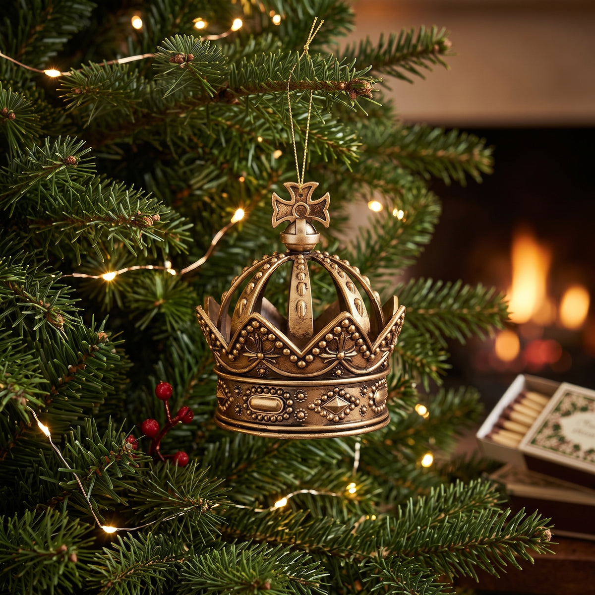 Regal Crown Tree Ornament – Copper Gold – 15cm