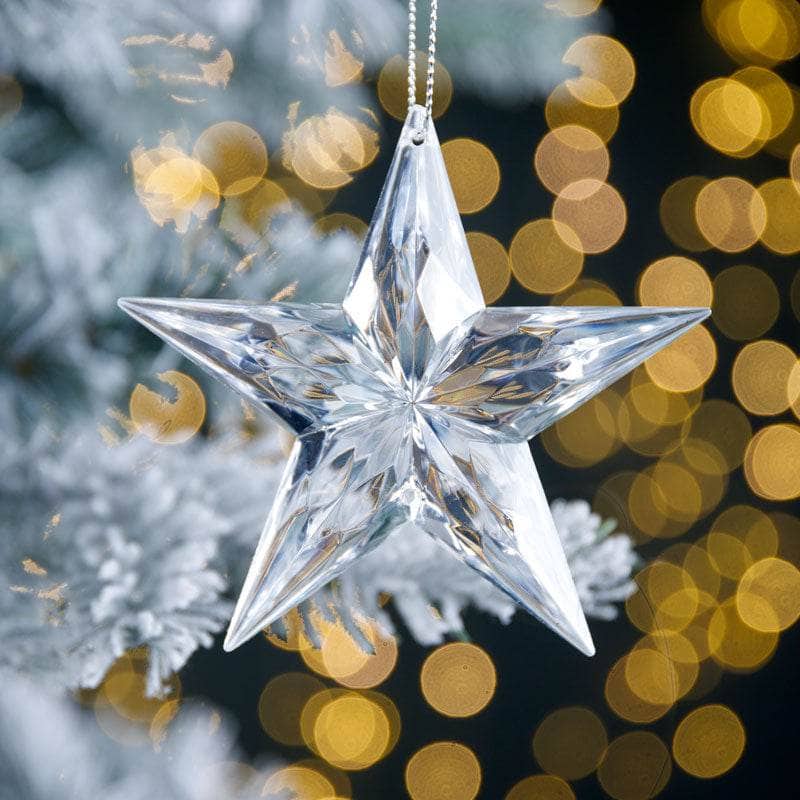 Christmas  -  Clear Hanging Star Christmas Decoration - 9cm  -  60008721