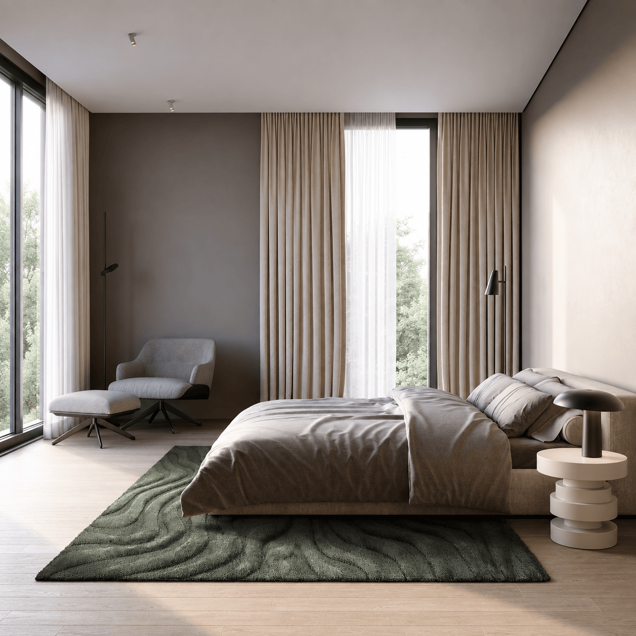 Rugs  -  Cleo Green Wave Rug - Various Sizes  - 