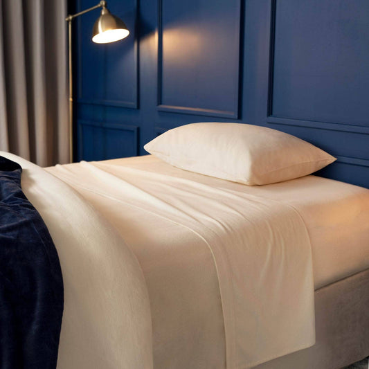 Homeware  -  Cream Brushed Cotton Fitted Sheet - Multiple Sizes  - 
