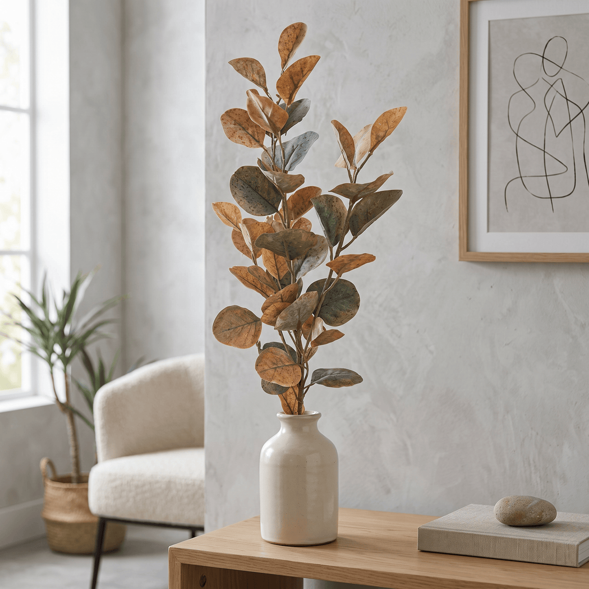 Homeware  -  Cream Faux Dried Eucalyptus - 97cm  -  60487332