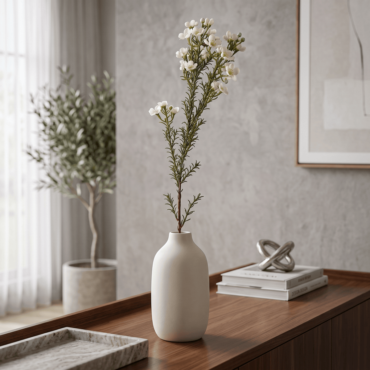 Homeware  -  Cream Wax Flower Spray - 66cm  -  60487335