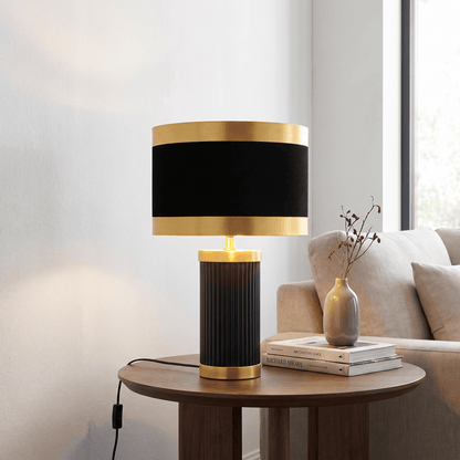 DS Black & Gold Glass Table Lamp