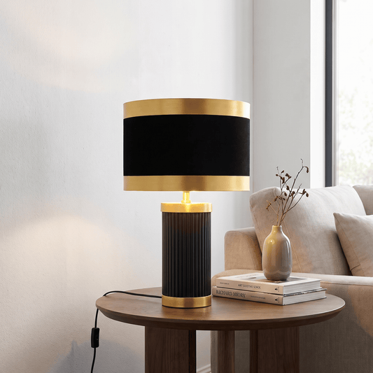 Lights  -  DS Black & Gold Glass Table Lamp  -  60485975