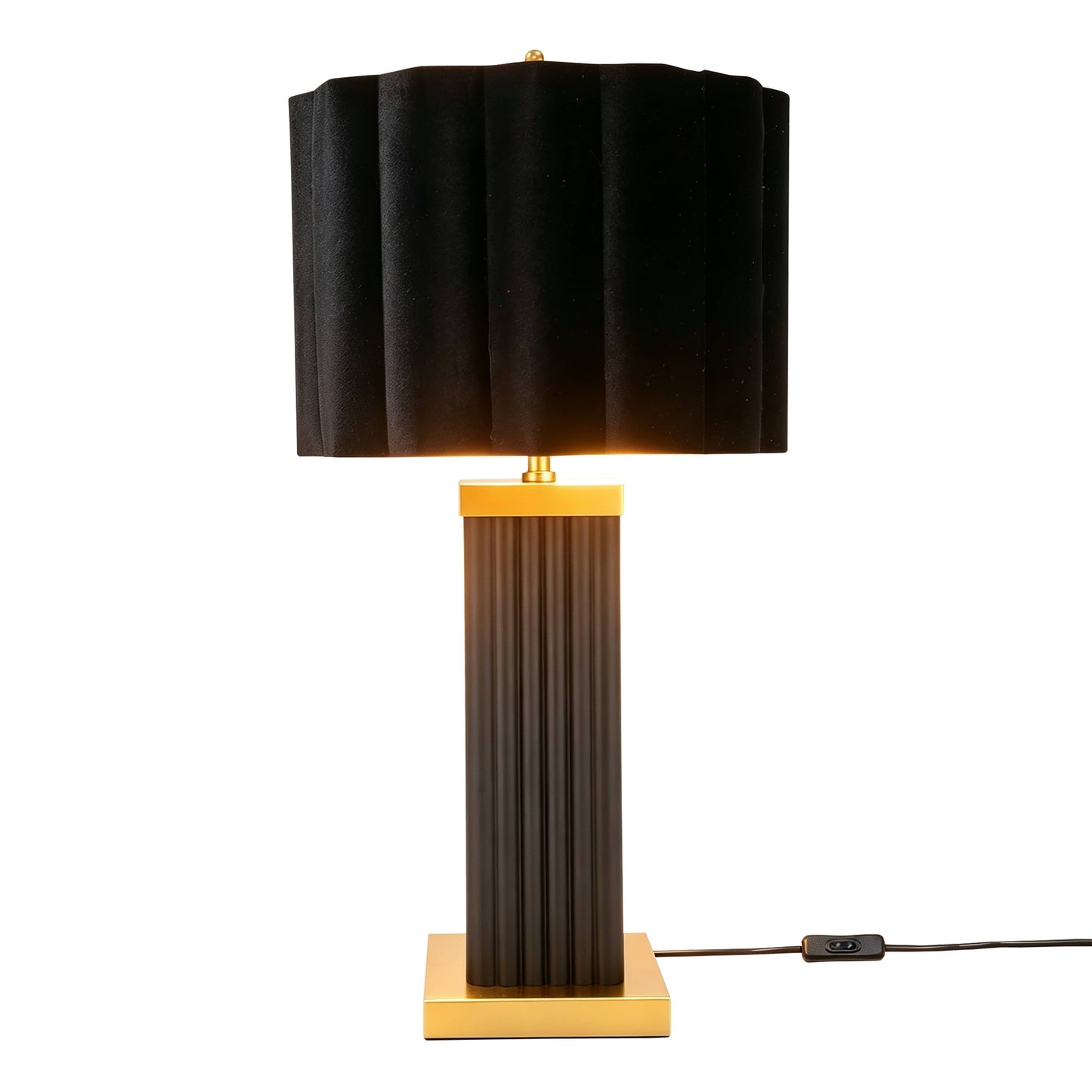 DS Black & Gold Square Glass Table Lamp