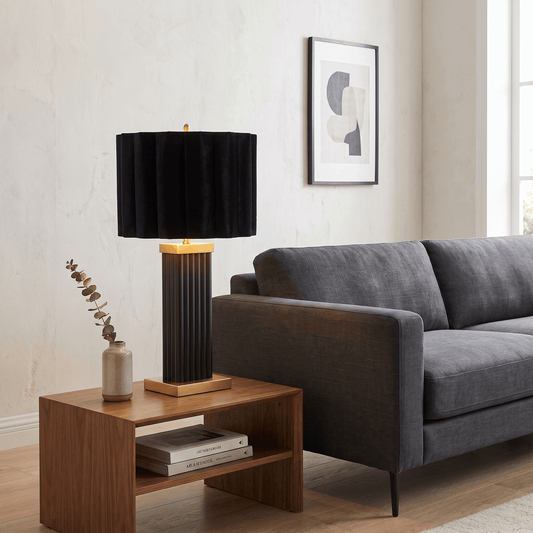Lights  -  DS Black & Gold Square Glass Table Lamp  -  60485985
