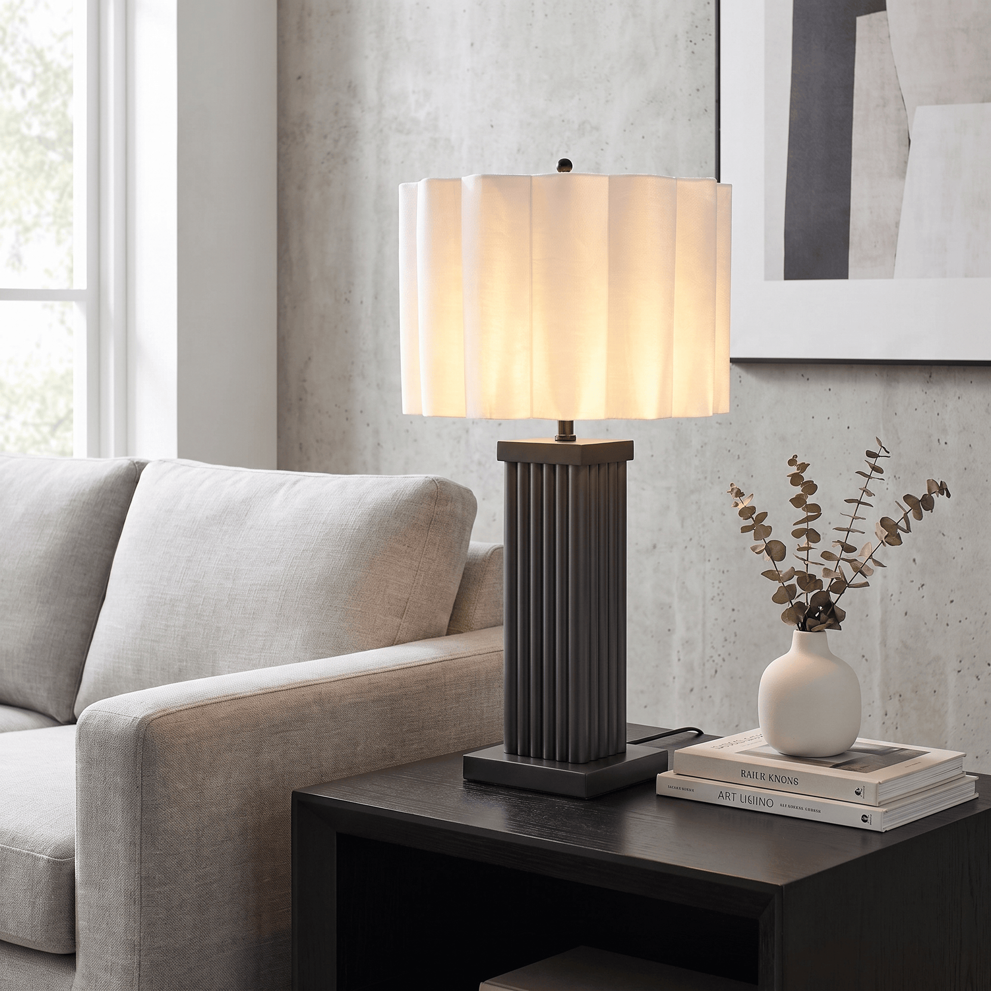 Lights  -  DS Black Square Glass Table Lamp  -  60485987