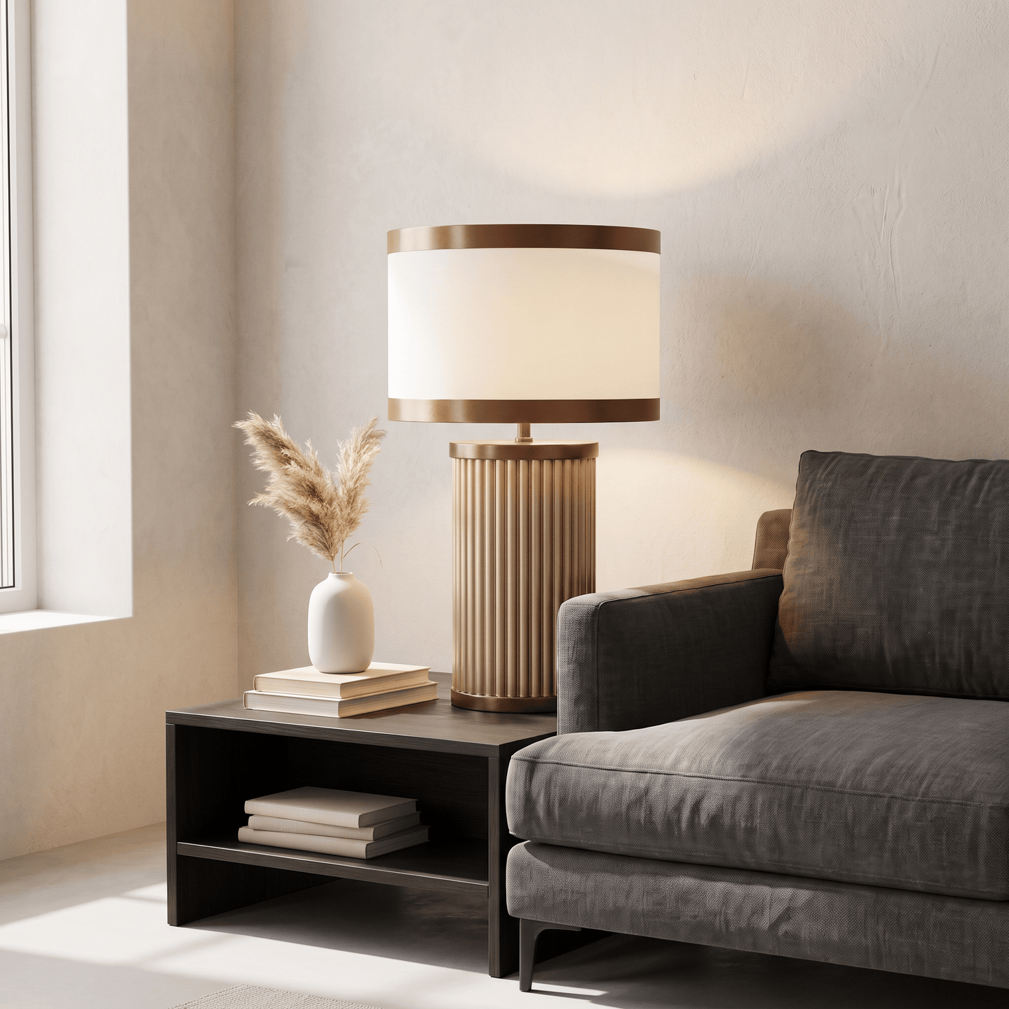 Lights  -  DS Brown & White Glass Table Lamp  -  60485981