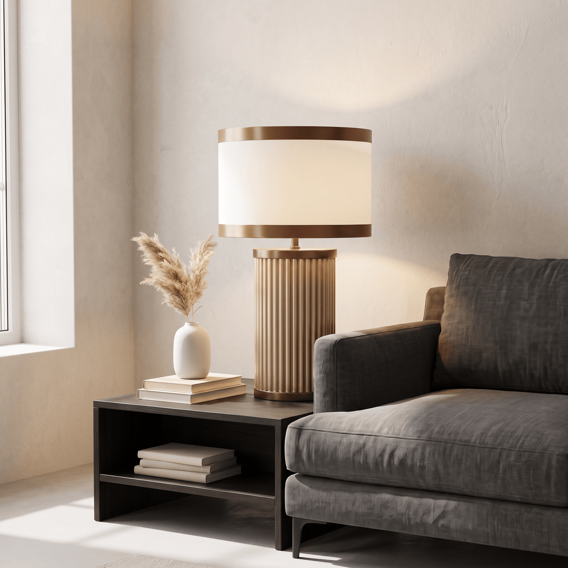 Lights  -  DS Brown & White Glass Table Lamp  -  60485981