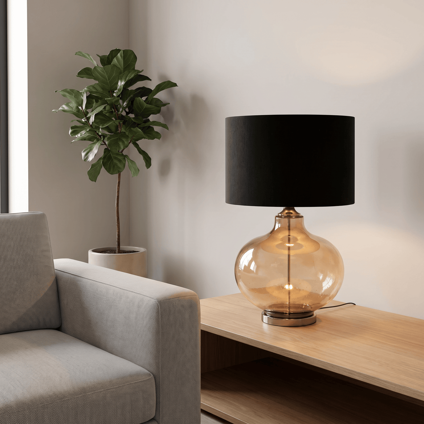 Lights  -  DS Clear Glass Table Lamp - Black  -  60484430