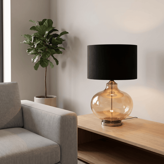 Lights  -  DS Clear Glass Table Lamp - Black  -  60484430