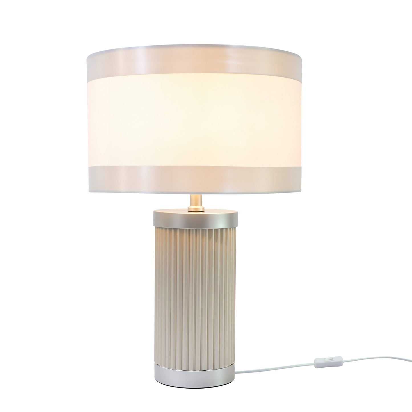 DS Light Taupe & Silver Glass Table Lamp