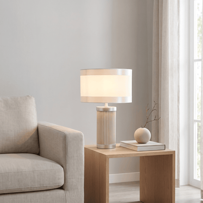 DS Light Taupe & Silver Glass Table Lamp
