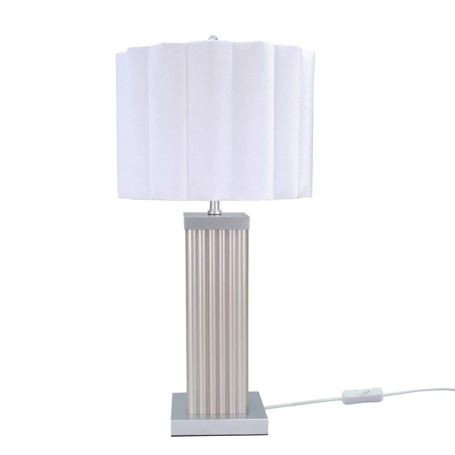 Lights  -  DS Cream Square Glass Table Lamp  -  60485988