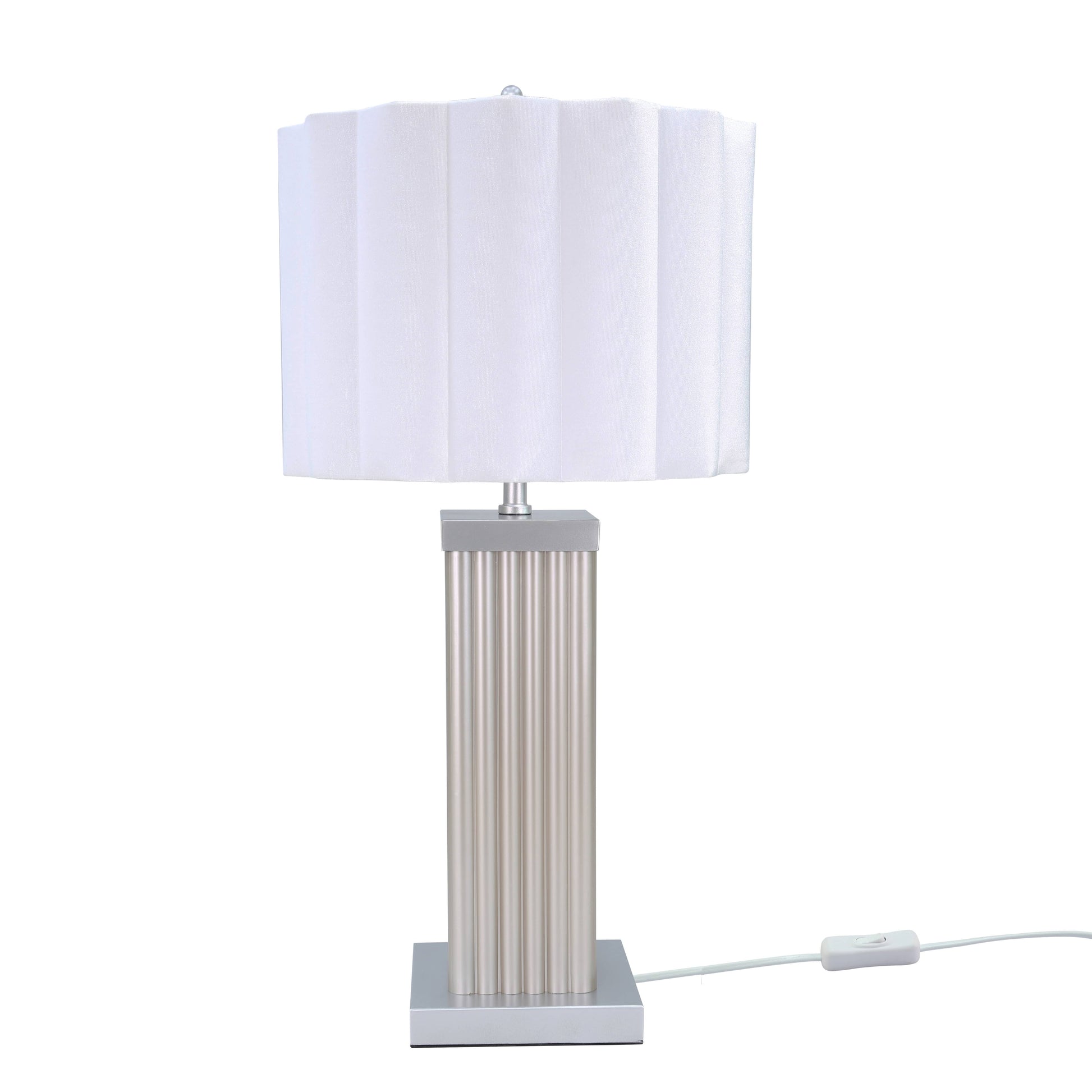 Lights  -  DS Cream Square Glass Table Lamp  -  60485988