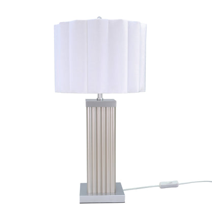 Lights  -  DS Cream Square Glass Table Lamp  -  60485988