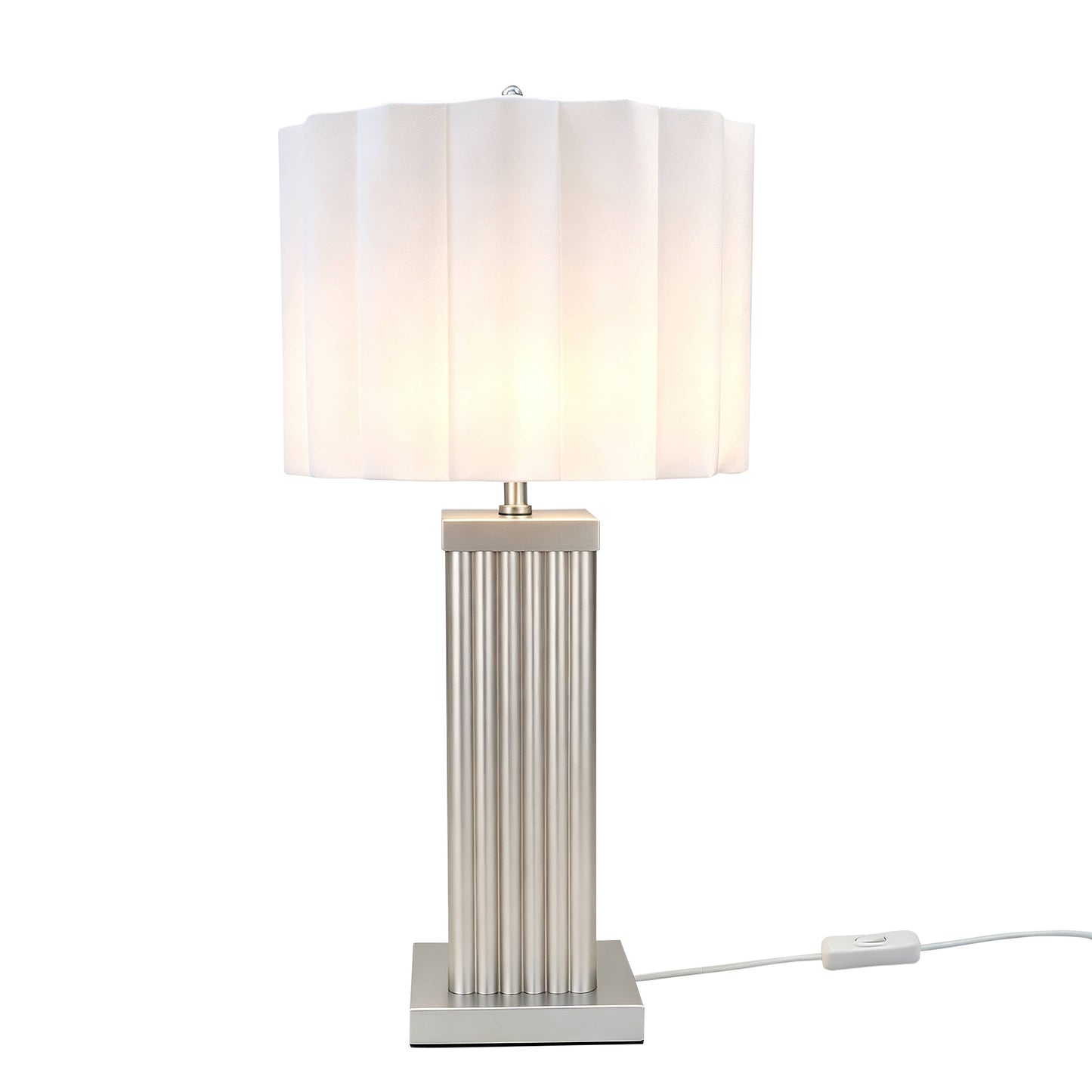 Lights  -  DS Cream Square Glass Table Lamp  -  60485988