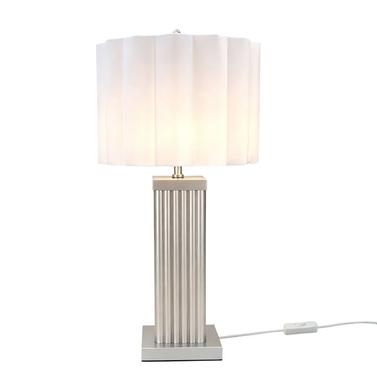 Lights  -  DS Cream Square Glass Table Lamp  -  60485988