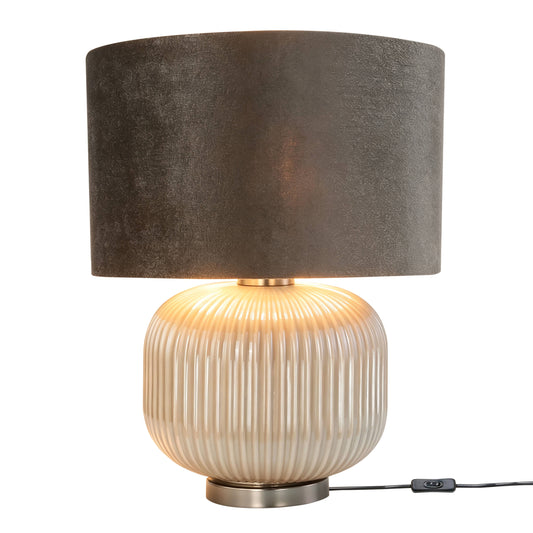 Lights  -  DS Pearl & Taupe Glass Table Lamp  -  60484442