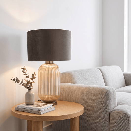Lights  -  DS Pearl & Taupe Glass Table Lamp  -  60484441