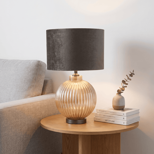 Lights  -  DS Pearl & Taupe Glass Table Lamp  -  60484443