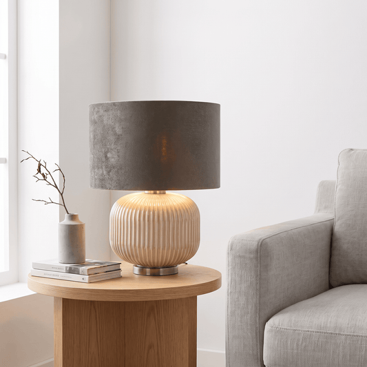 Lights  -  DS Pearl & Taupe Glass Table Lamp  -  60484442