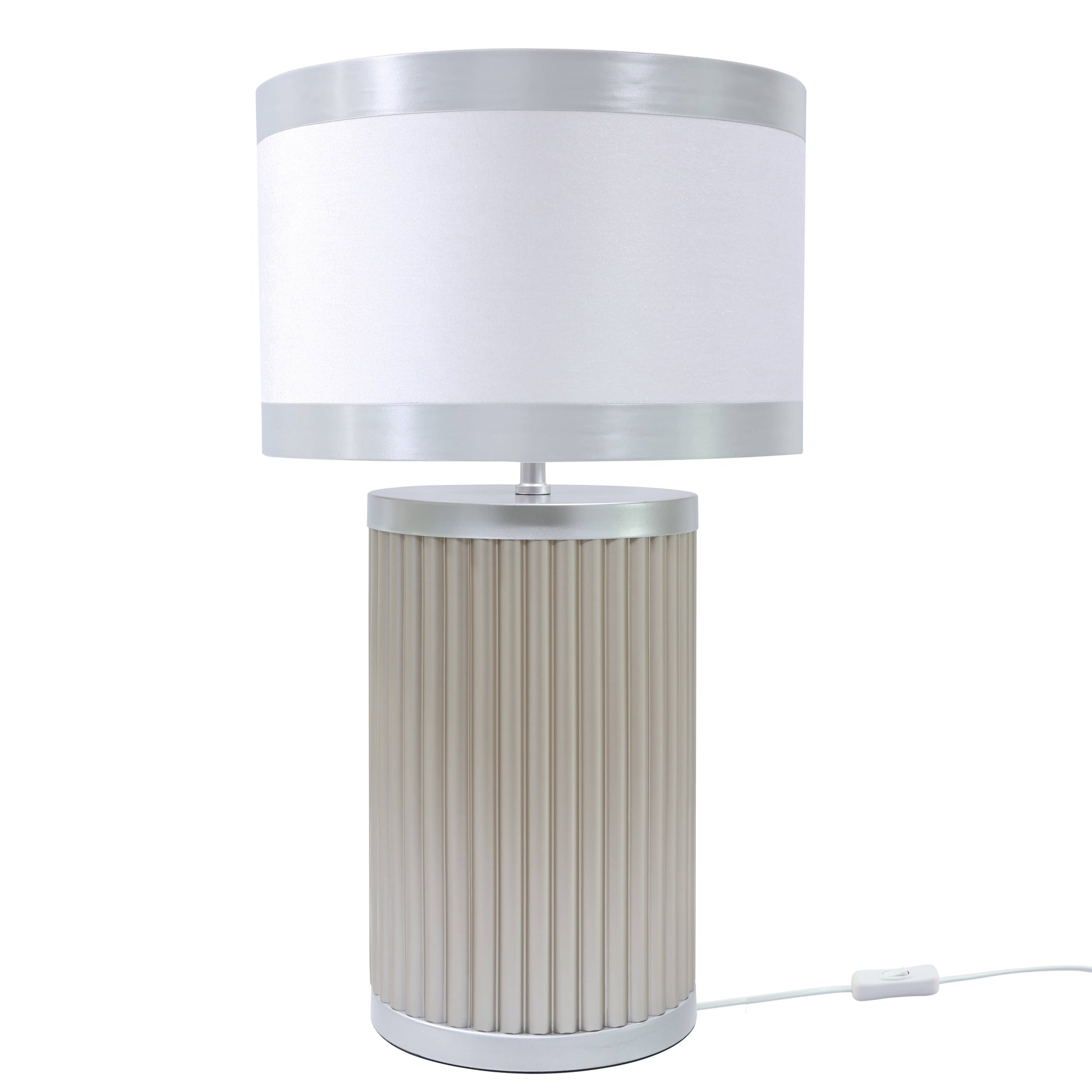 Lights  -  DS Silver & Light Taupe Glass Table Lamp  -  60485983