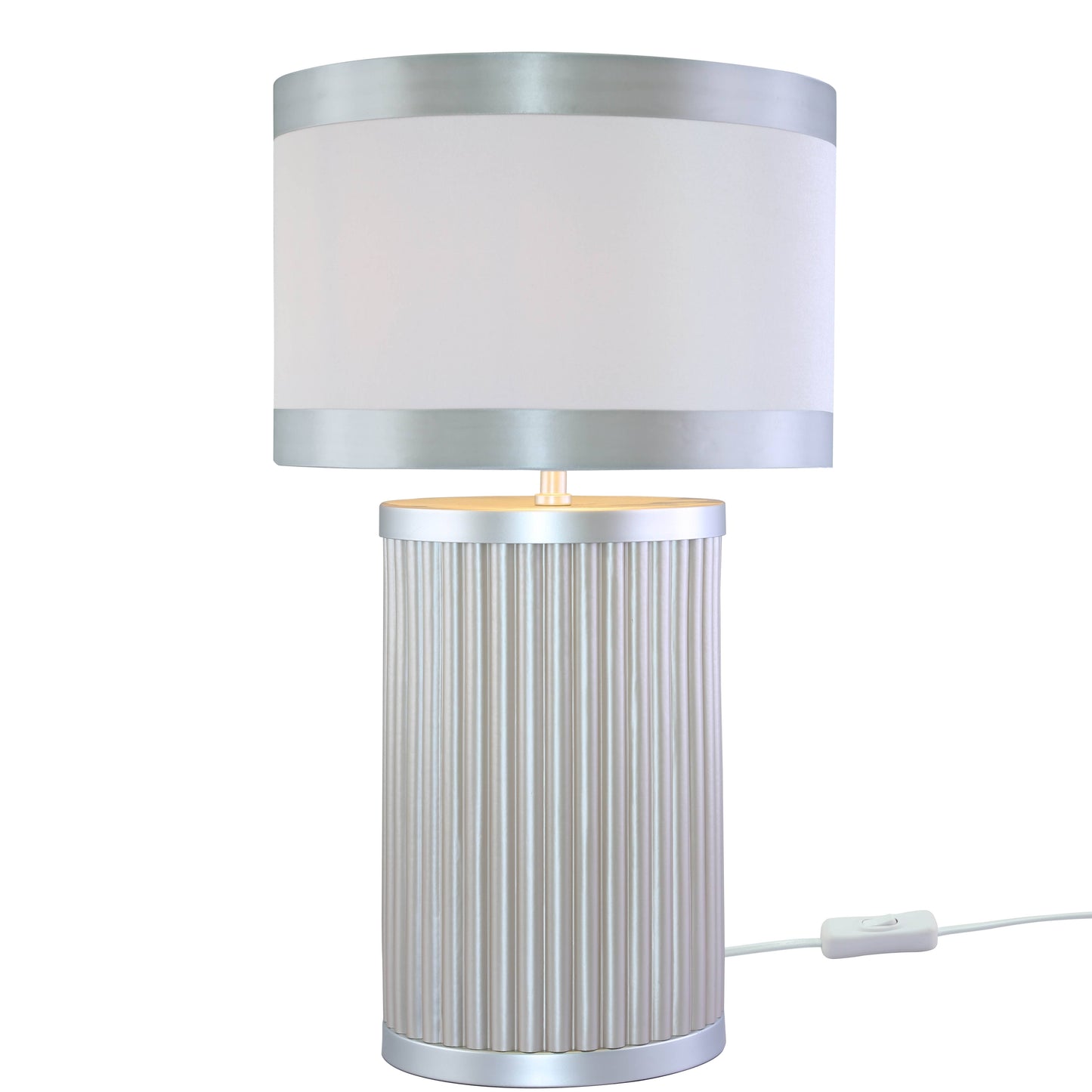 Lights  -  DS Silver & Light Taupe Glass Table Lamp  -  60485983