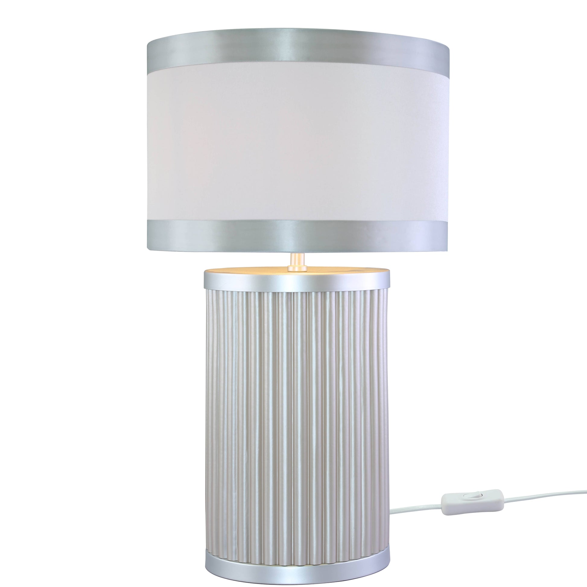 Lights  -  DS Silver & Light Taupe Glass Table Lamp  -  60485983