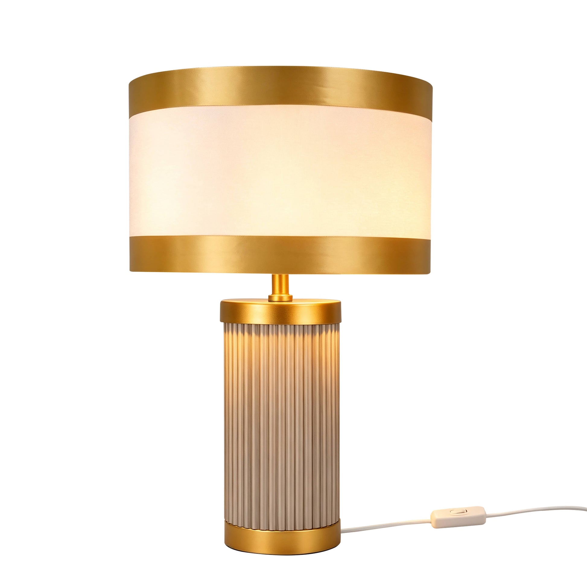 Lights  -  DS Taupe & Gold Glass Table Lamp  -  60485974