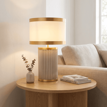 Lights  -  DS Taupe & Gold Glass Table Lamp  -  60485979
