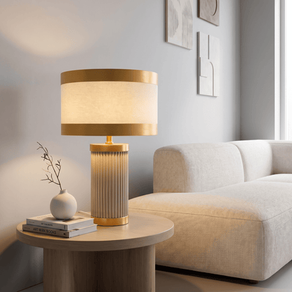 Lights  -  DS Taupe & Gold Glass Table Lamp  -  60485974