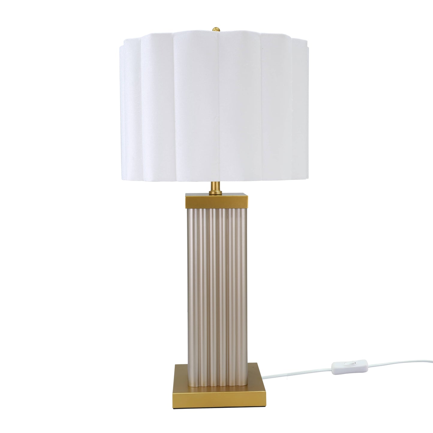 DS Taupe Square Glass Table Lamp