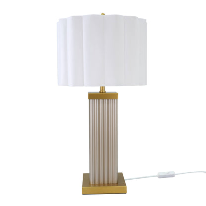 DS Taupe Square Glass Table Lamp