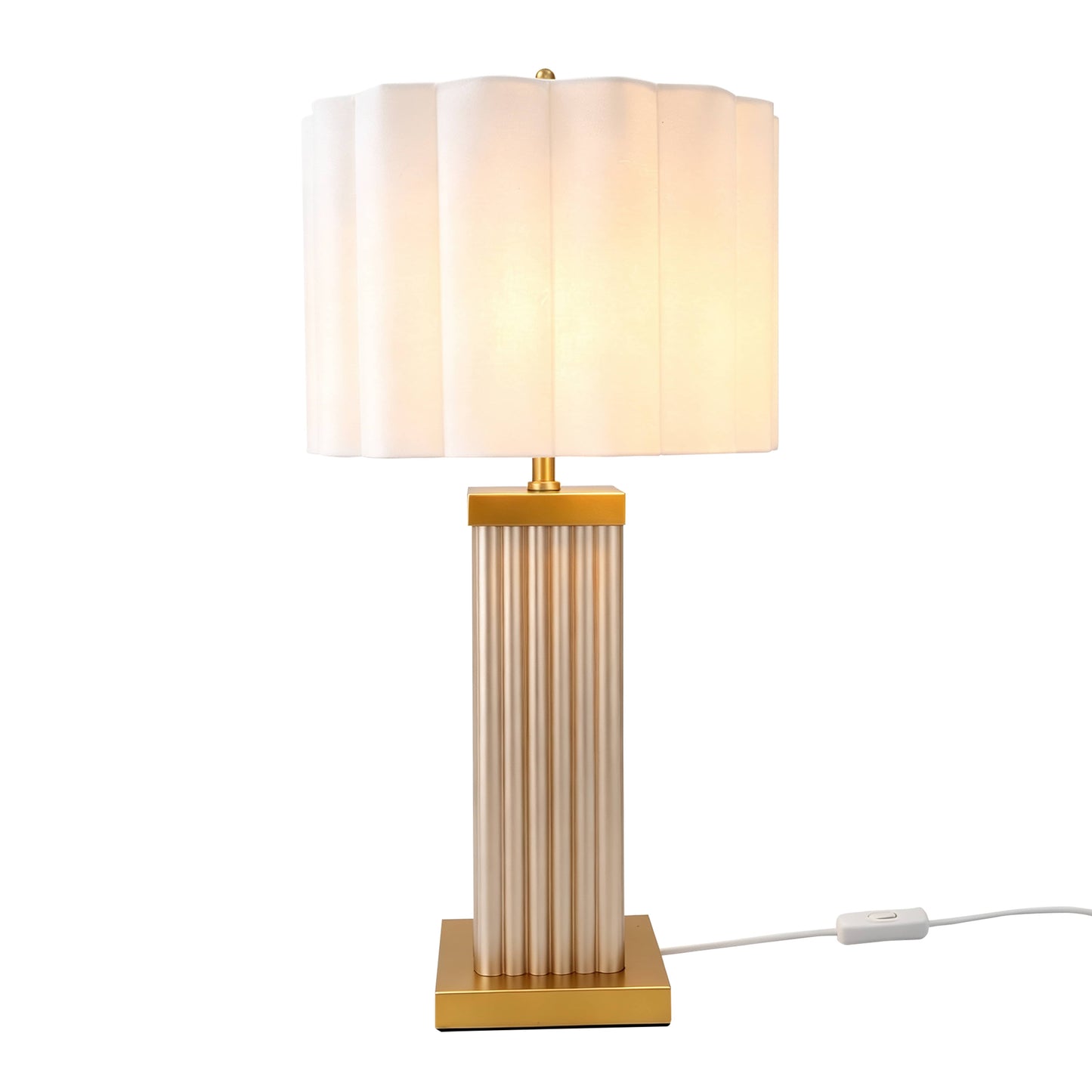 DS Taupe Square Glass Table Lamp