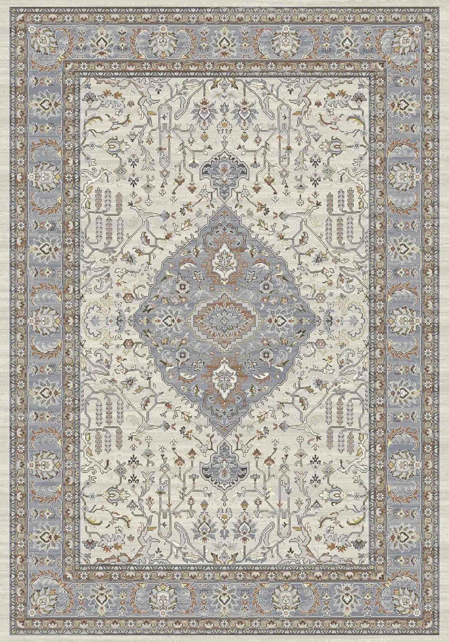 Rugs  -  Da Vinci Cream & Blue Rug - Multiple Sizes  - 600040135