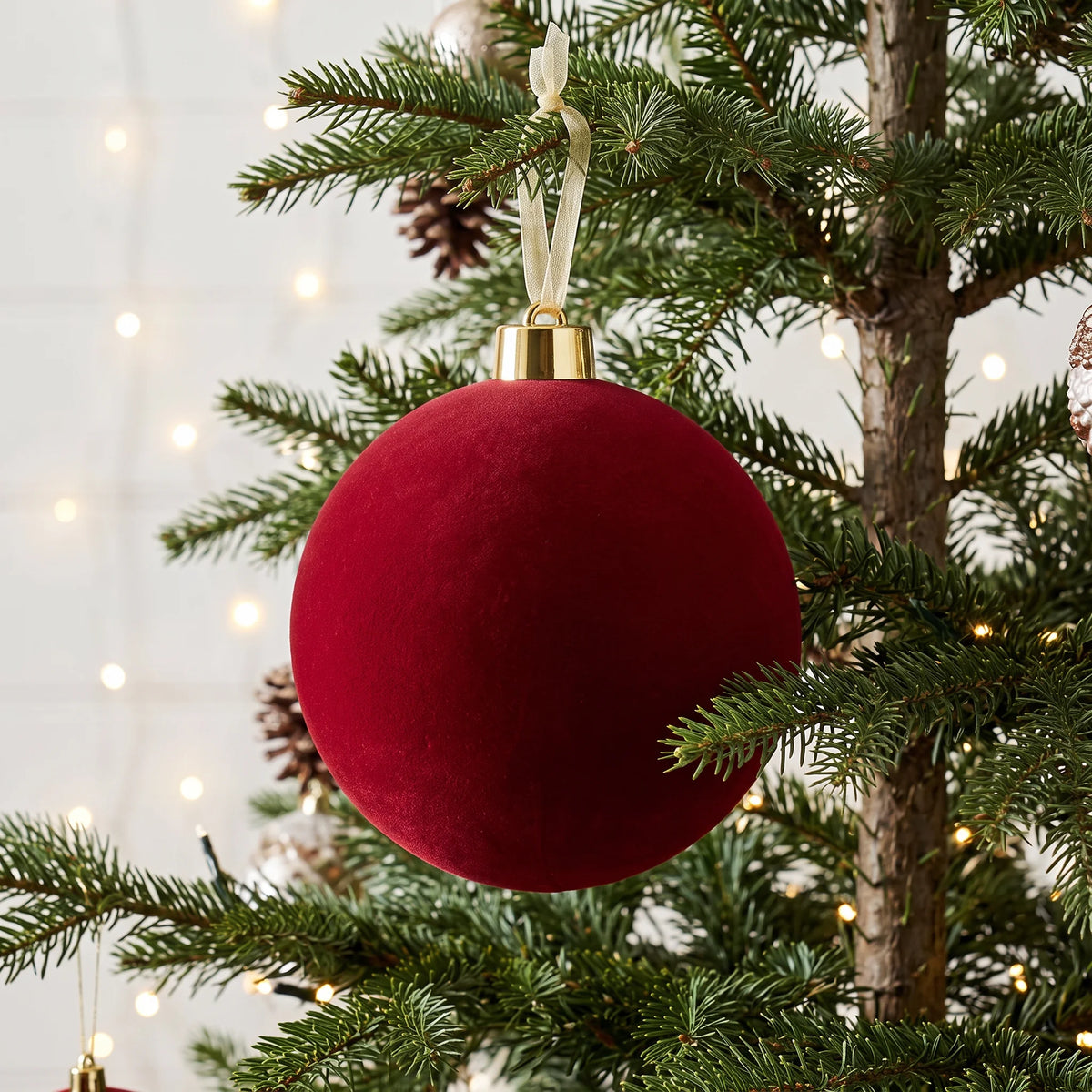 Christmas  -  Dark Red Velvet Bauble - 20cm  -  60486227