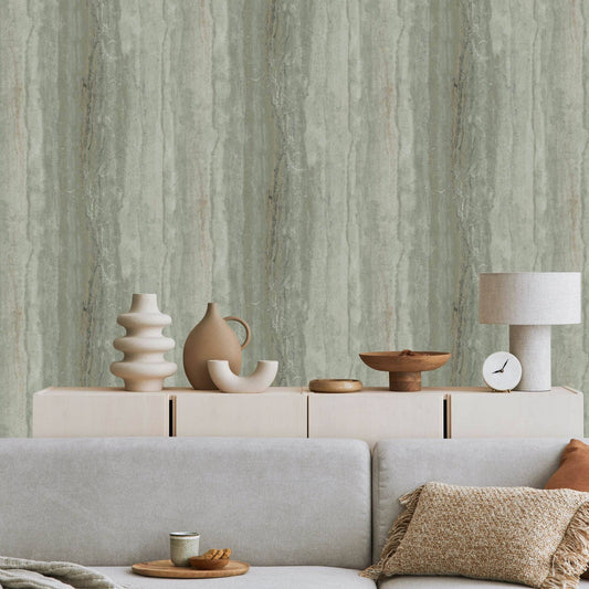 Wallpaper  -  Debona Vertical Marble Green Wallpaper - 5043  -  60009442