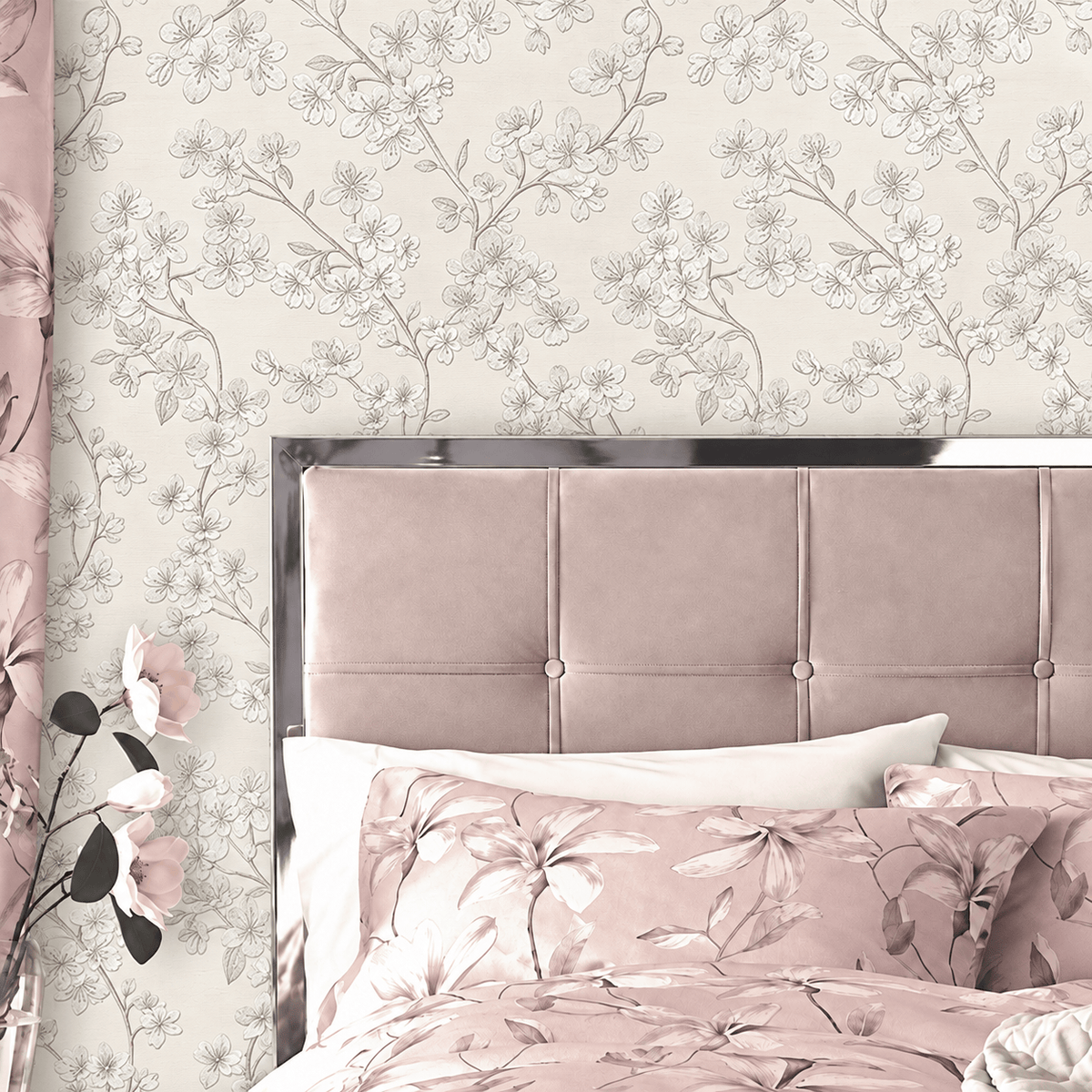 Wallpaper  -  Design ID Cherry Blossom Silver Wallpaper - GR322201  -  60487236