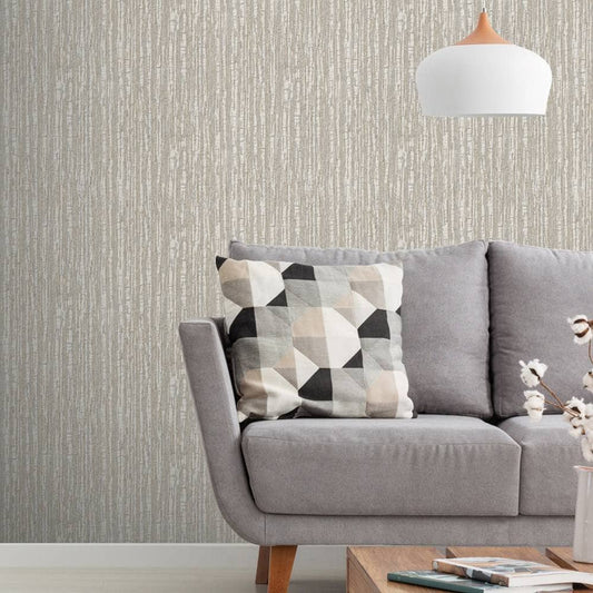 Wallpaper  -  Design ID Embroidered Crushed Silk Beige Wallpaper - DE120082  -  60487240