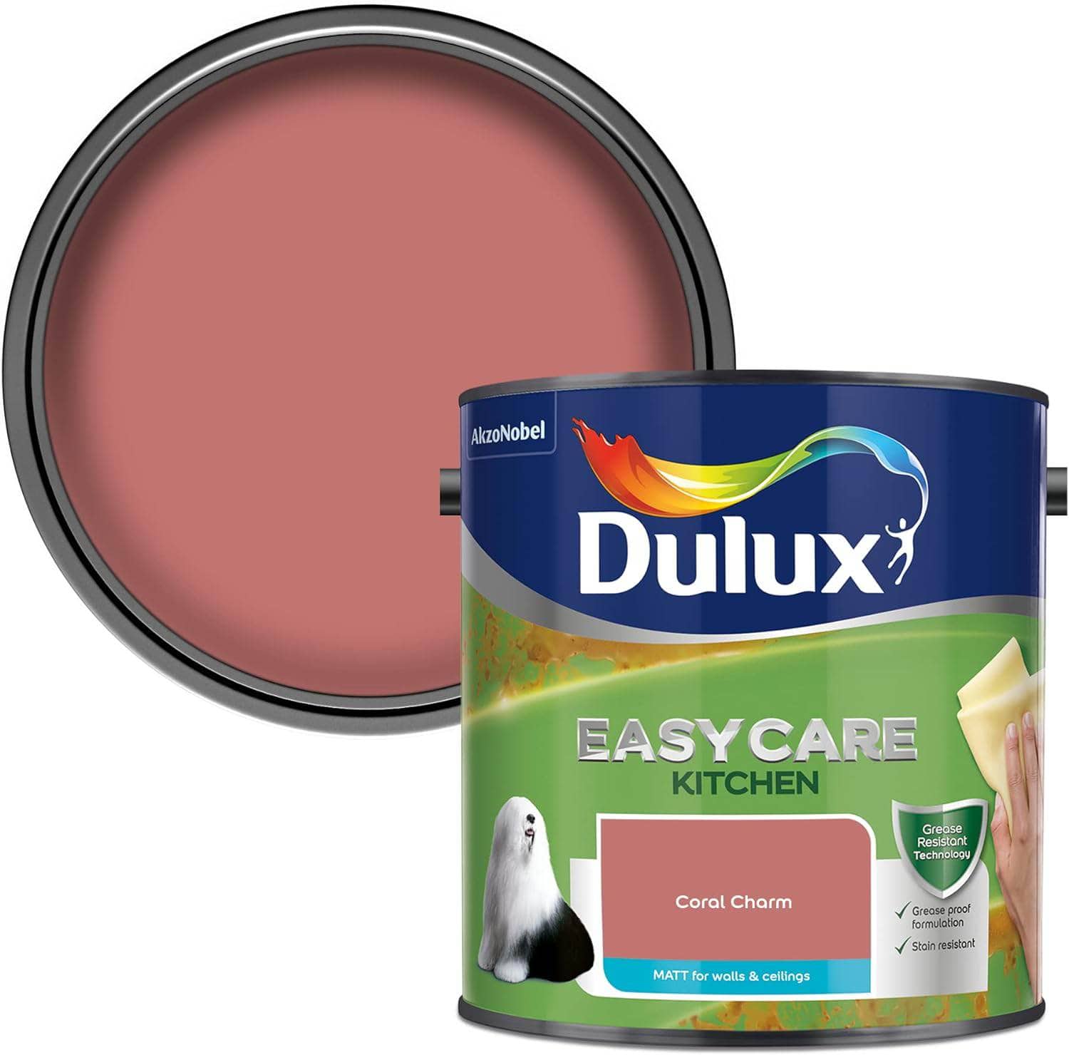 Paint  -  Dulux Easy Care Kitchen 2.5L Matt Emulsion - Coral Charm  -  60005913