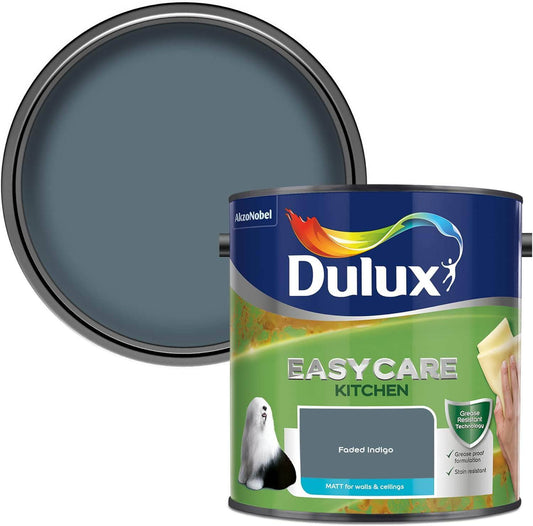 Paint  -  Dulux Easycare Kitchen 2.5L Matt Emulsion - Faded Indigo  -  60005910
