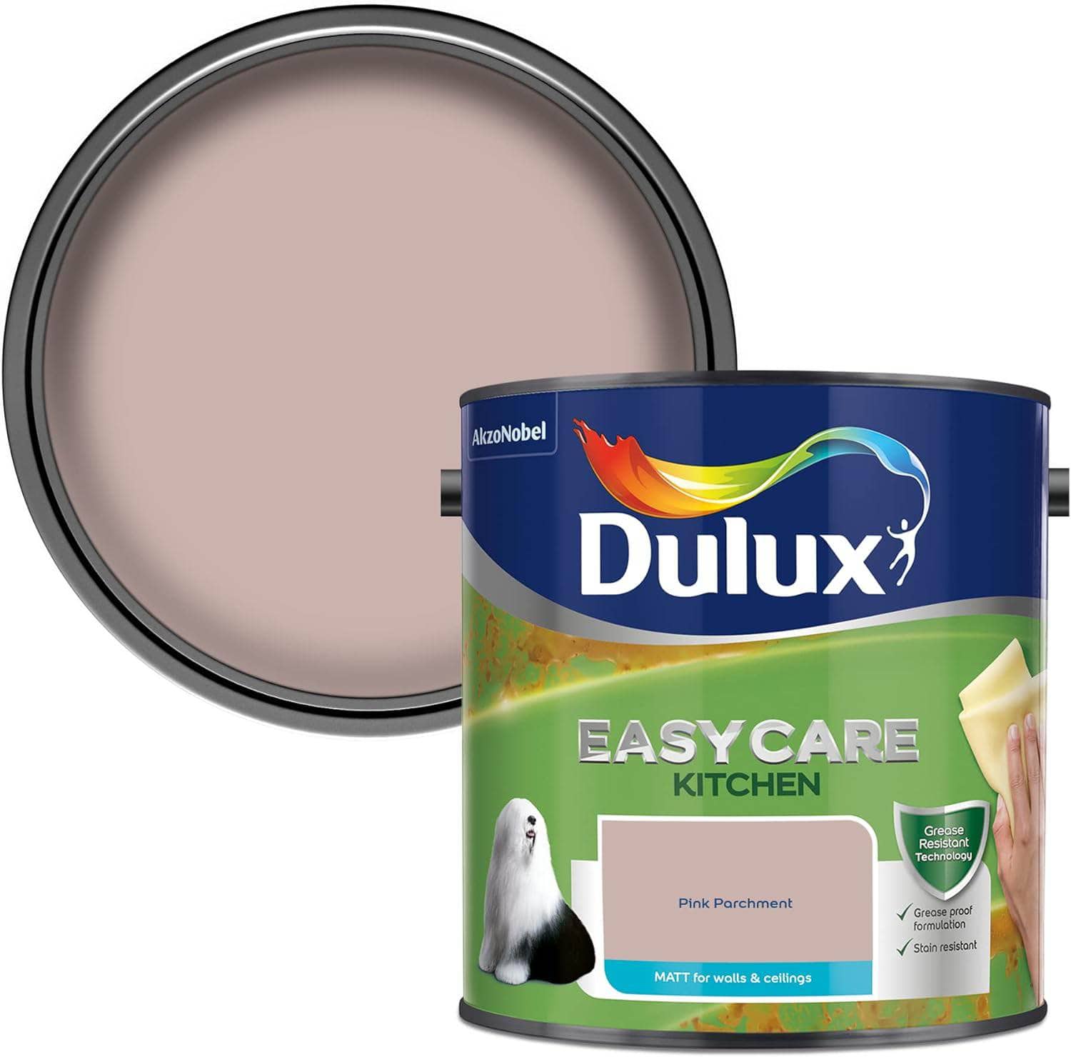 Paint  -  Dulux Easycare Kitchen 2.5L Matt Emulsion - Pink Parchment  -  60005914