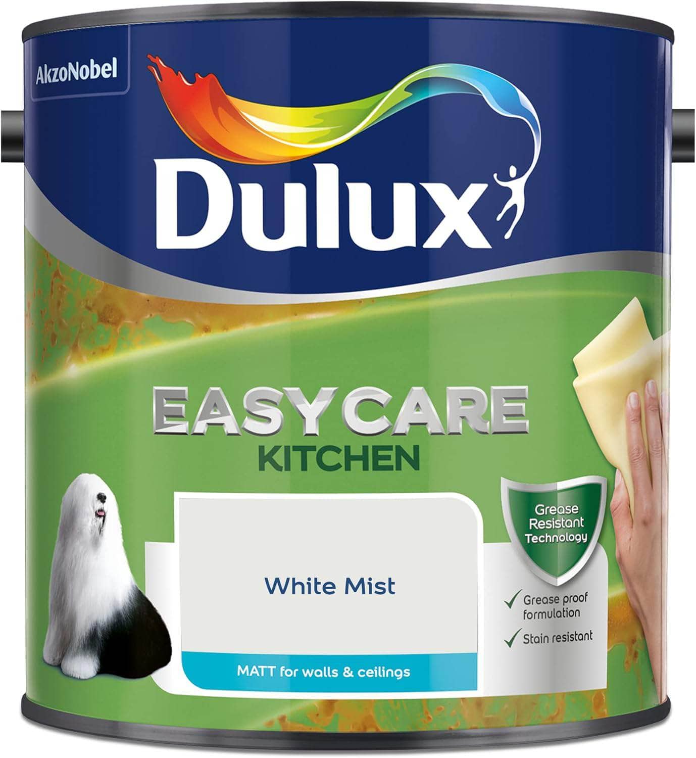 Paint  -  Dulux Easycare Kitchen 2.5L Matt Emulsion - White Mist  -  60005909