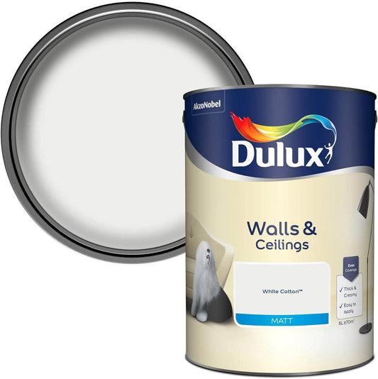 Paint  -  Dulux Matt Emulsion 5L - White Cotton  -  50142615